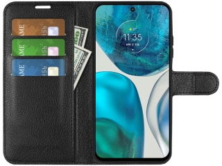 Motorola Moto G52 Lederhülle Portemonnaie Karten Etui schwarz
