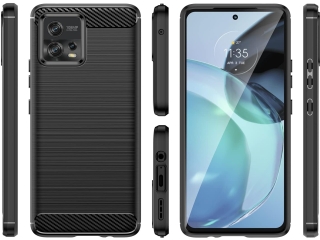 Motorola Moto G72 Carbon Gummi Hülle TPU Case schwarz