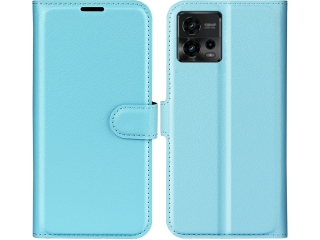 Motorola Moto G72 Lederhülle Portemonnaie Karten Etui hellblau