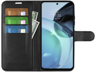Motorola Moto G72 Lederhülle Portemonnaie Karten Etui schwarz