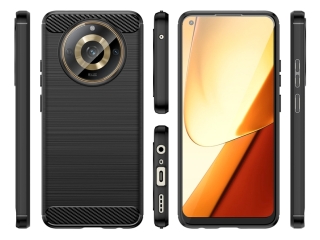 Realme 11 Pro+ Carbon Gummi Hülle TPU Case schwarz