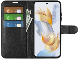 Honor 90 Lederhülle Portemonnaie Karten Etui schwarz