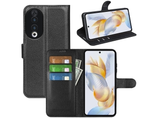 Honor 90 Lederhülle Portemonnaie Karten Etui schwarz
