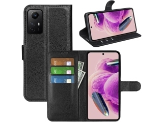 Xiaomi Redmi Note 12S Lederhülle Portemonnaie Karten Etui schwarz