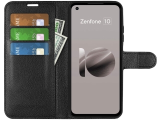 Asus Zenfone 10 Lederhülle Portemonnaie Karten Etui schwarz