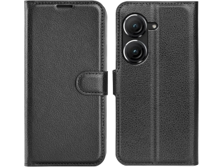 Asus Zenfone 10 Lederhülle Portemonnaie Karten Etui schwarz