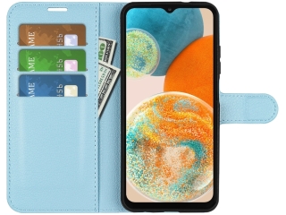 Samsung Galaxy A23 5G Lederhülle Portemonnaie Karten Etui hellblau