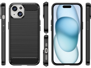 Apple iPhone 15 Carbon Gummi Hülle TPU Case schwarz