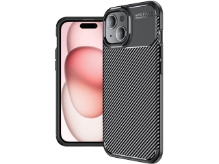 Apple iPhone 15 Carbon Design Hülle TPU Case flexibel schwarz