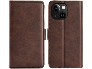 Apple iPhone 15 Plus Leder Hülle Karten Ledertasche mokka