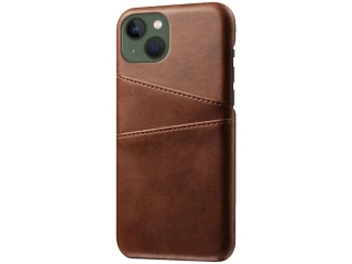 CardCaddy Apple iPhone 15 Plus Leder Backcase mit Kartenfächern braun