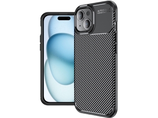 Apple iPhone 15 Plus Carbon Design Hülle TPU Case flexibel schwarz