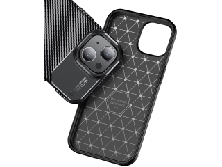Apple iPhone 15 Plus Carbon Design Hülle TPU Case flexibel schwarz
