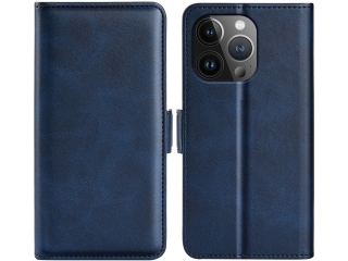 Apple iPhone 15 Pro Leder Hülle Karten Ledertasche dunkelblau