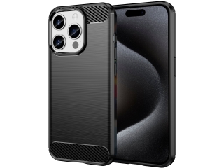 Apple iPhone 15 Pro Carbon Gummi Hülle TPU Case schwarz