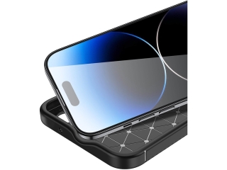 Apple iPhone 15 Pro Carbon Design Hülle TPU Case flexibel schwarz