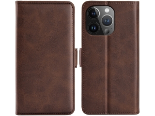 Apple iPhone 15 Pro Max Leder Hülle Karten Ledertasche mokka