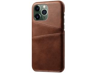 CardCaddy Apple iPhone 15 Pro Max Leder Backcase mit Kartenfächern braun