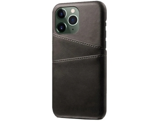 CardCaddy Apple iPhone 15 Pro Max Leder Backcase mit Kartenfächern schwarz
