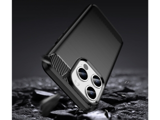 Apple iPhone 15 Pro Max Carbon Gummi Hülle TPU Case schwarz