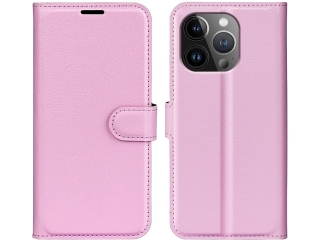 Apple iPhone 15 Pro Max Lederhülle Portemonnaie Karten Etui rosa