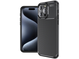 Apple iPhone 15 Pro Max Carbon Design Hülle TPU Case flexibel schwarz