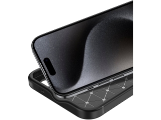Apple iPhone 15 Pro Max Carbon Design Hülle TPU Case flexibel schwarz