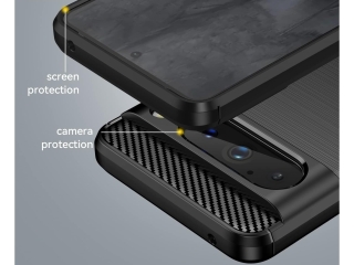 Google Pixel 8 Pro Carbon Gummi Hülle TPU Case schwarz
