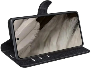 Google Pixel 8 Pro Lederhülle Portemonnaie Karten Etui schwarz