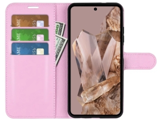 Google Pixel 8 Pro Lederhülle Portemonnaie Karten Etui rosa