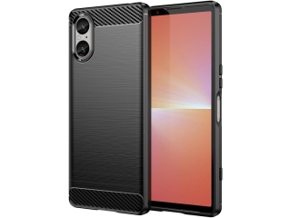 Sony Xperia 5 V Carbon Gummi Hülle TPU Case schwarz