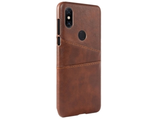 CardCaddy Xiaomi Mi Mix 3 Leder Backcase mit Kartenfächern braun