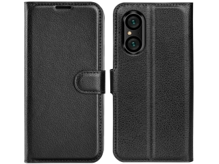 Sony Xperia 5 V Lederhülle Portemonnaie Karten Etui schwarz