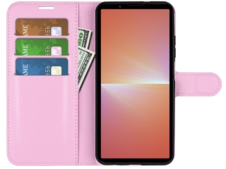 Sony Xperia 5 V Lederhülle Portemonnaie Karten Etui rosa