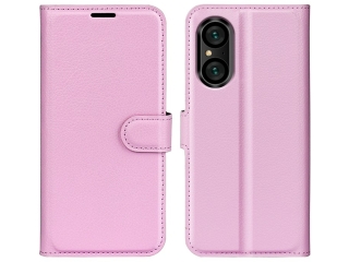 Sony Xperia 5 V Lederhülle Portemonnaie Karten Etui rosa