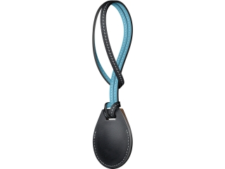 Apple Airtag Taschen Anhänger mit Band aus veganem Leder schwarz blau