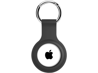 Apple Airtag Liquid Silikon Hülle mit Schlüsselanhänger schwarz