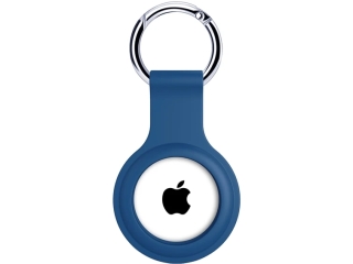 Apple Airtag Liquid Silikon Hülle mit Schlüsselanhänger navyblau