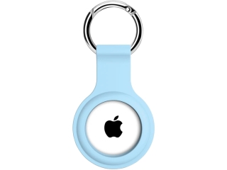 Apple Airtag Liquid Silikon Hülle mit Schlüsselanhänger baby blue