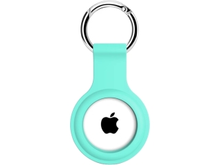 Apple Airtag Liquid Silikon Hülle mit Schlüsselanhänger mint green