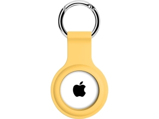 Apple Airtag Liquid Silikon Hülle mit Schlüsselanhänger gelb