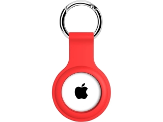 Apple Airtag Liquid Silikon Hülle mit Schlüsselanhänger rot