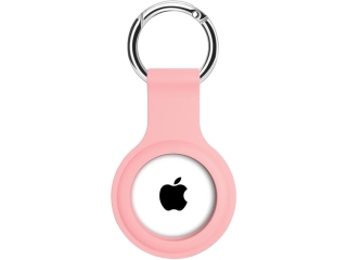 Apple Airtag Liquid Silikon Hülle mit Schlüsselanhänger rosa
