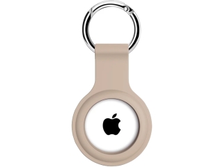 Apple Airtag Liquid Silikon Hülle mit Schlüsselanhänger beige