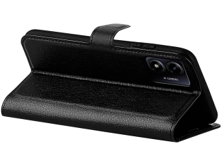 Motorola Moto E13 Lederhülle Portemonnaie Karten Etui schwarz