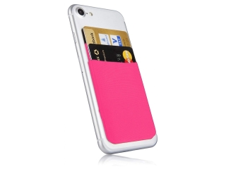 Ultra Slim Karten Halterung selbstklebend für Handy aus Lycra pink