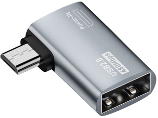 MicroUSB auf USB 2.0 Adapter links abgewinkelt 90 Grad (male/female)