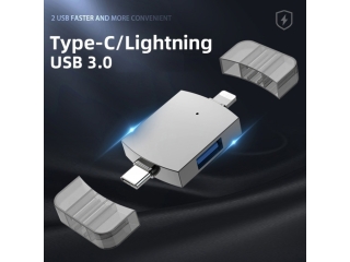 2-in-1 OTG USB-C Lightning zu Dual USB 2.0/3.0 Adapter