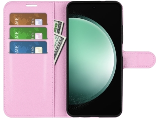 Samsung Galaxy S23 FE Lederhülle Portemonnaie Karten Etui rosa
