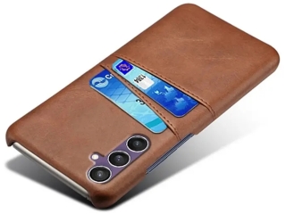CardCaddy Samsung Galaxy S23 FE Leder Backcase mit Kartenfächern braun